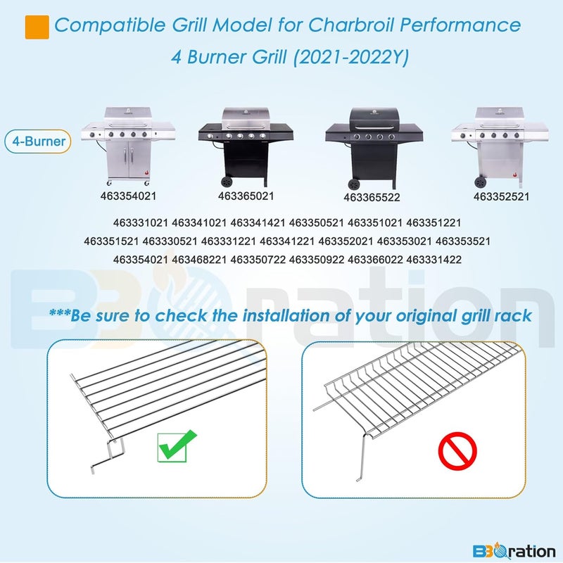 BBQration Warming Rack Grill Parts for Charbroil Performance 4 Burner 463352521 463354021 463365021 463365522, G428-0002-W1 Grill Swing Away Grid for Charbroil Grill Replacement Parts - Image 2